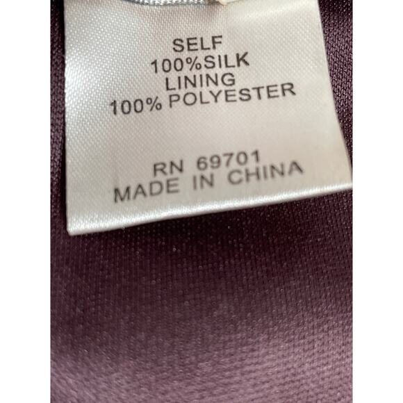 Sue Wong Brown 100% Silk Beaded Long Sleeve V Neck Mesh Midi Sheath Dress Size 6 - Picture 6 of 6